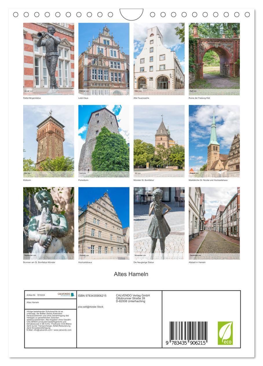 Bild: 9783435906215 | Altes Hameln (Wandkalender 2025 DIN A4 hoch), CALVENDO Monatskalender