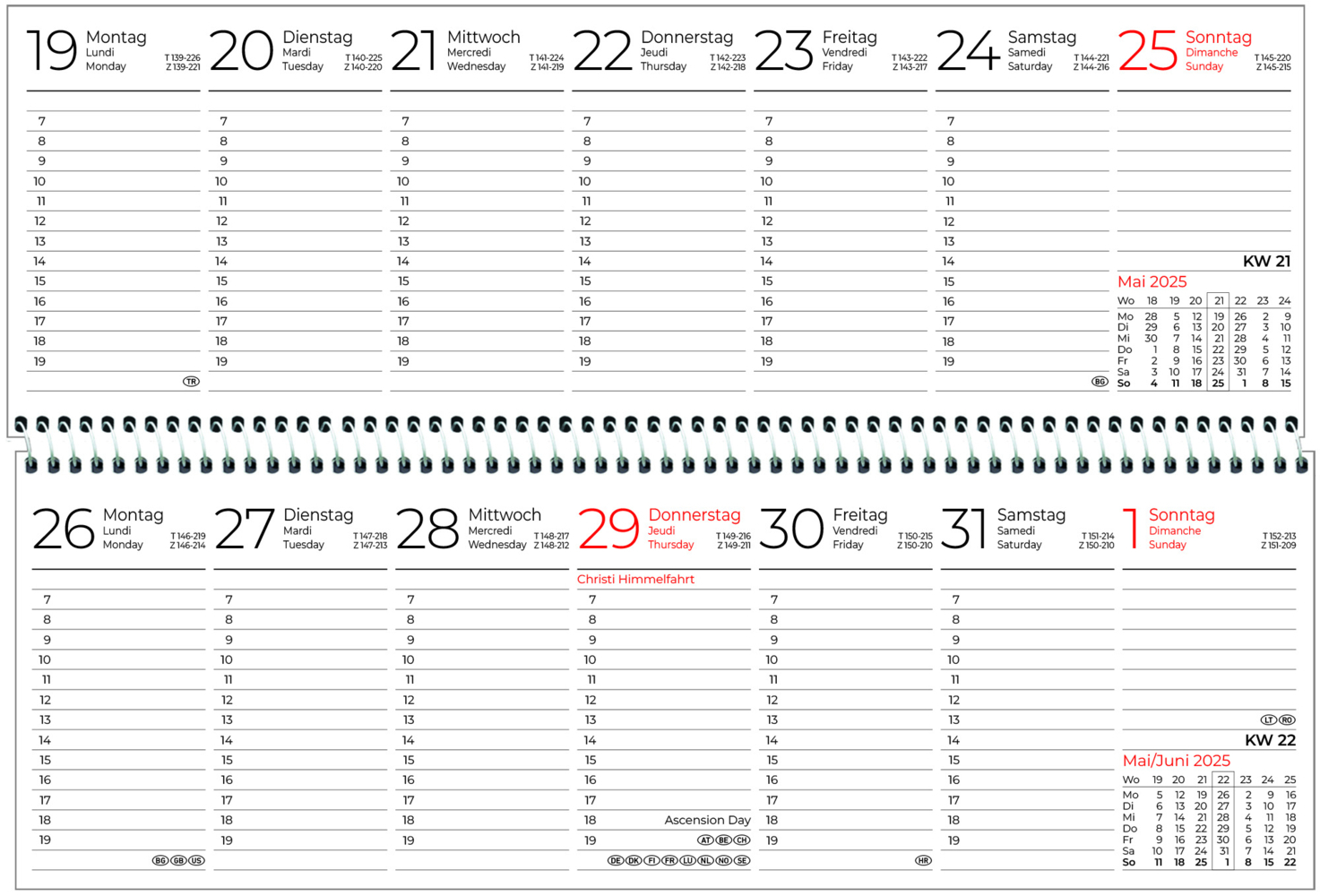 Bild: 4006928024681 | Zettler - Tischquerkalender 2025 blau, 29,6x9,9cm, Bürokalender mit...