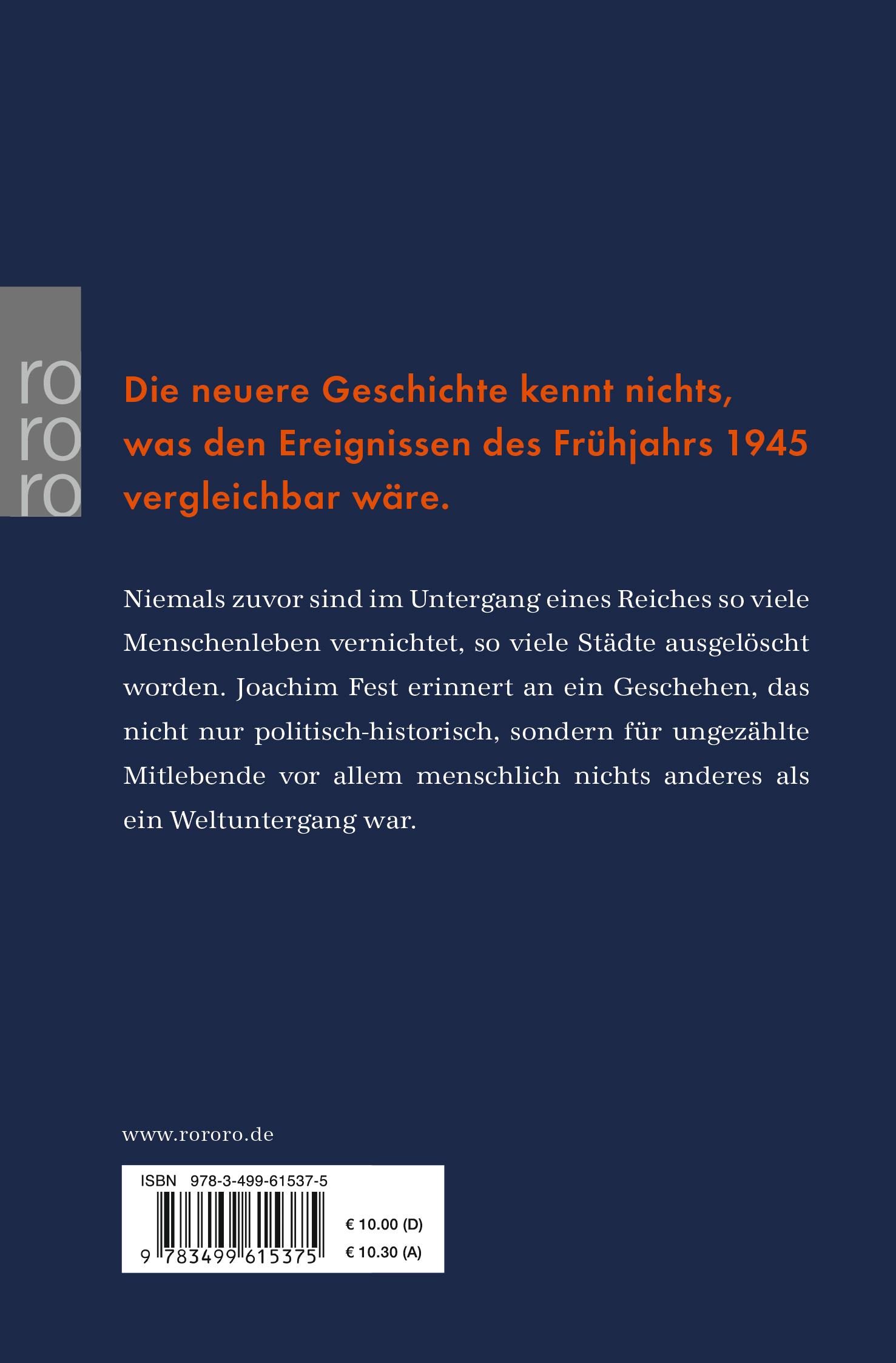 Rückseite: 9783499615375 | Der Untergang | Joachim Fest | Taschenbuch | 208 S. | Deutsch | 2003