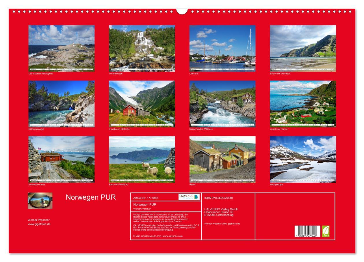 Bild: 9783435470440 | Norwegen PUR (Wandkalender 2025 DIN A2 quer), CALVENDO Monatskalender