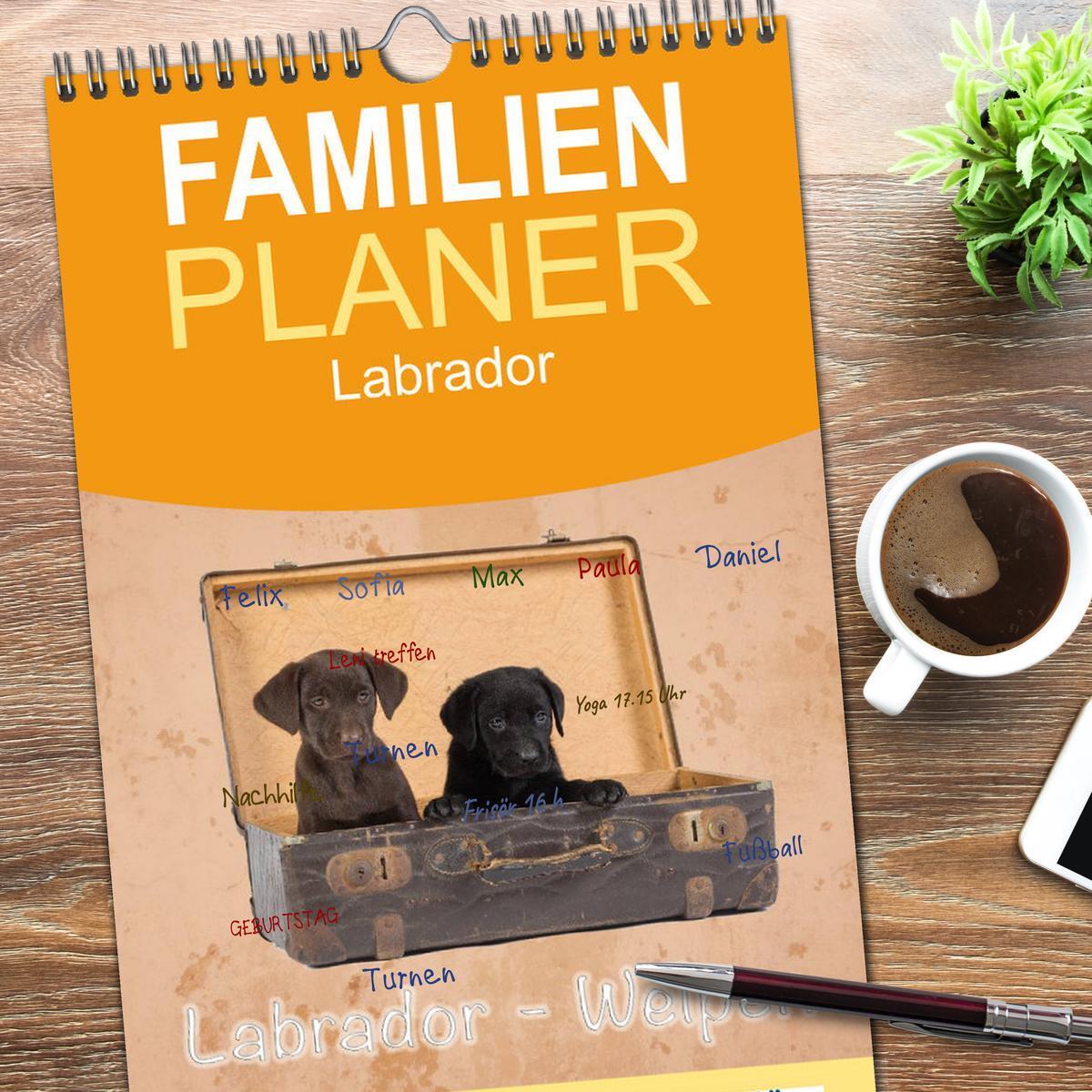 Bild: 9783457117514 | Familienplaner 2025 - Labrador - Welpen mit 5 Spalten...