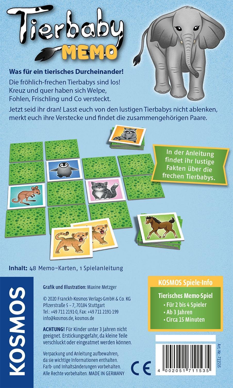 Bild: 4002051711535 | Tierbaby-Memo | Mitbringspiel | Spiel | Spieldauer: 15 Min. | 711535