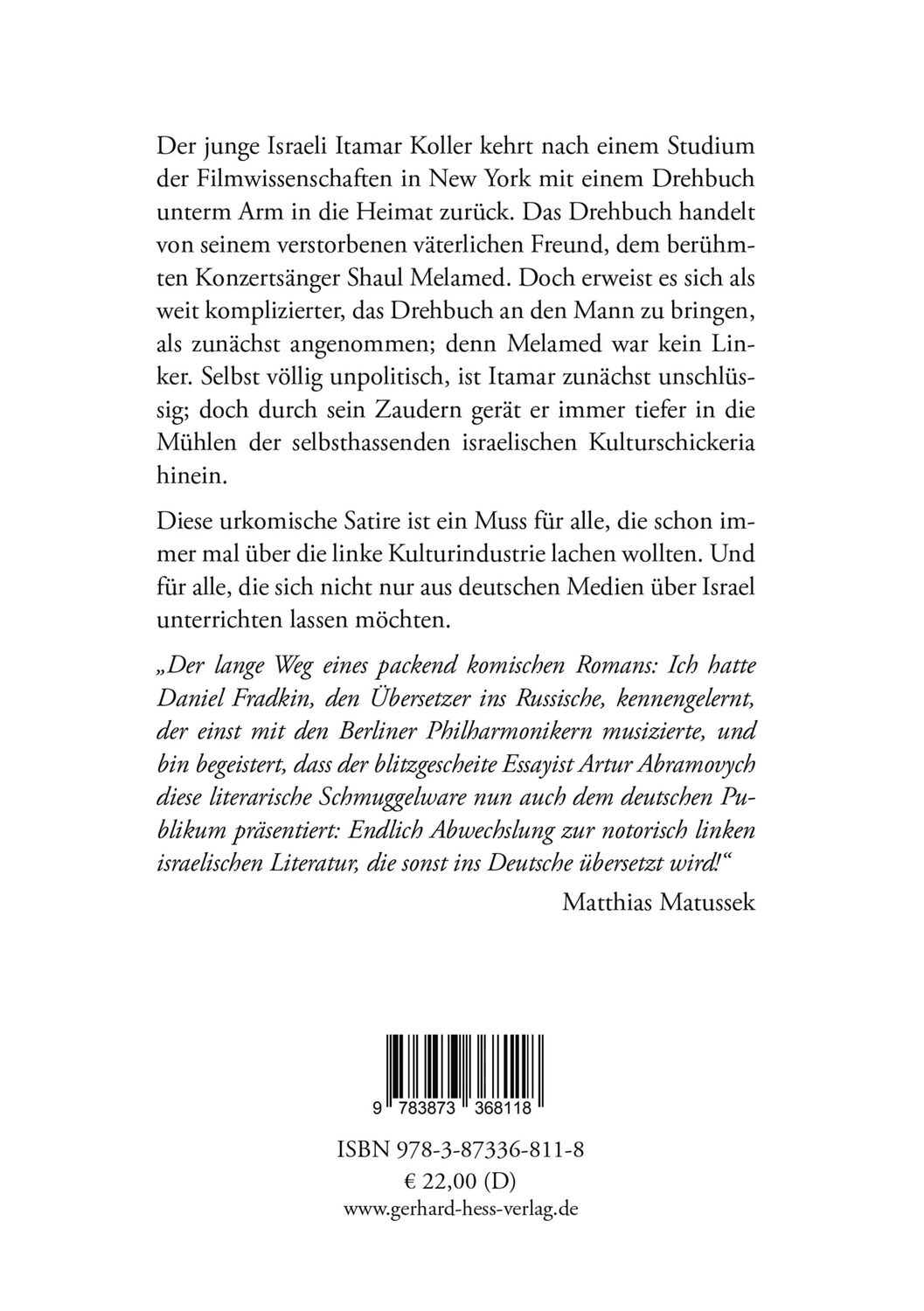 Rückseite: 9783873368118 | Itamar K. | Iddo Netanyahu | Taschenbuch | 302 S. | Deutsch | 2023