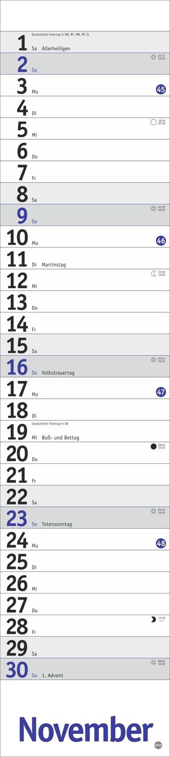 Bild: 9783756406333 | Langplaner, blau 2025 | Heye | Kalender | Bürokalender Heye | 13 S.