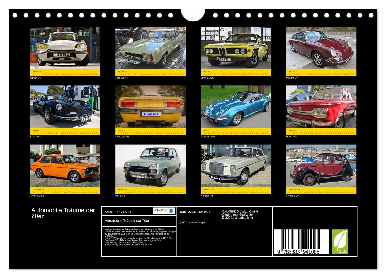 Bild: 9783383941085 | Automobile Träume der 70er (Wandkalender 2025 DIN A4 quer),...