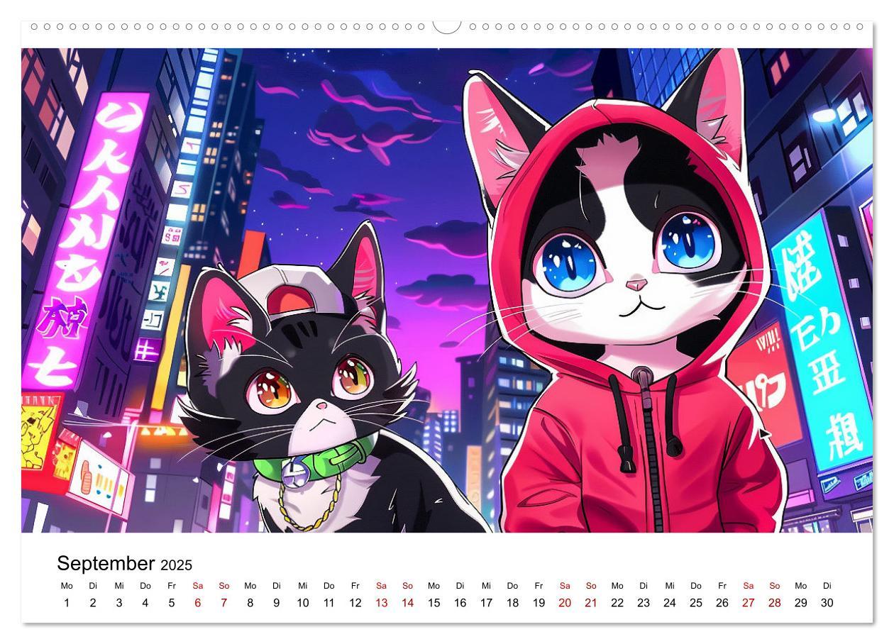 Bild: 9783457138779 | Anime Cats (Wandkalender 2025 DIN A2 quer), CALVENDO Monatskalender