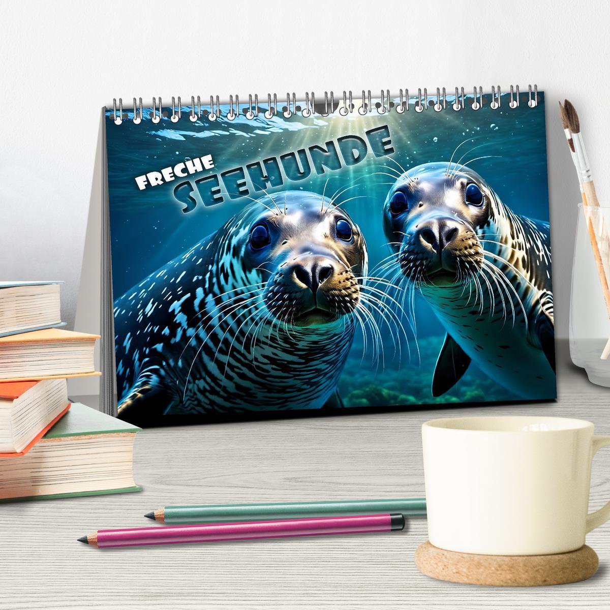 Bild: 9783383846243 | Freche Seehunde (Tischkalender 2025 DIN A5 quer), CALVENDO...