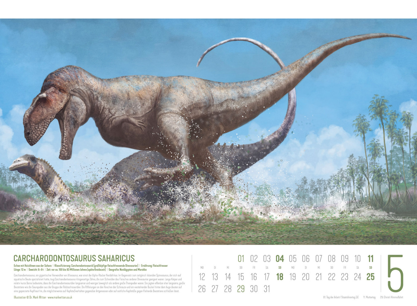 Bild: 9783838435237 | Dinosaurier Kalender 2025 | Dr. Mark Witton (u. a.) | Kalender | 14 S.