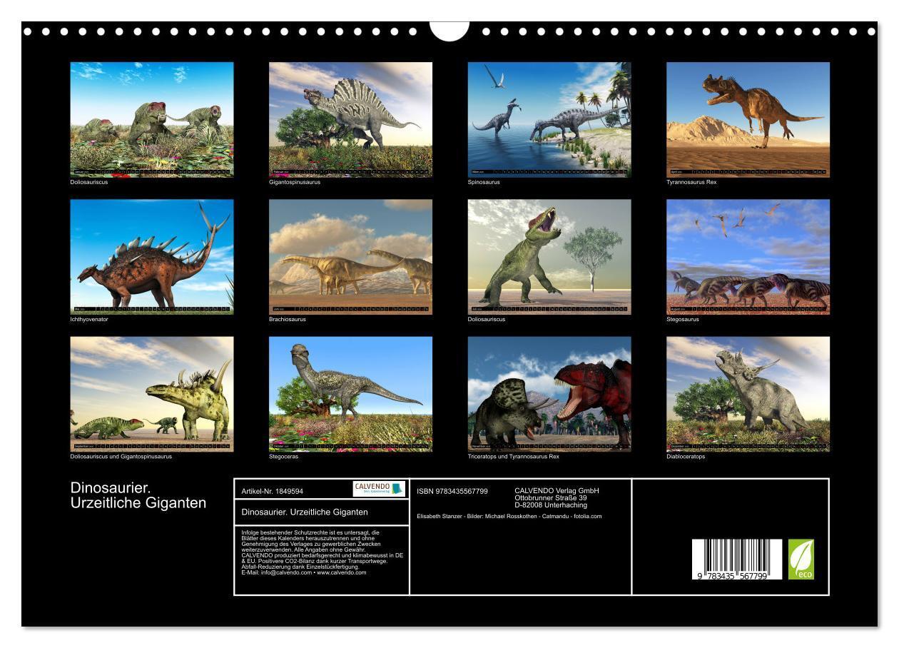 Bild: 9783435567799 | Dinosaurier. Urzeitliche Giganten (Wandkalender 2025 DIN A3 quer),...