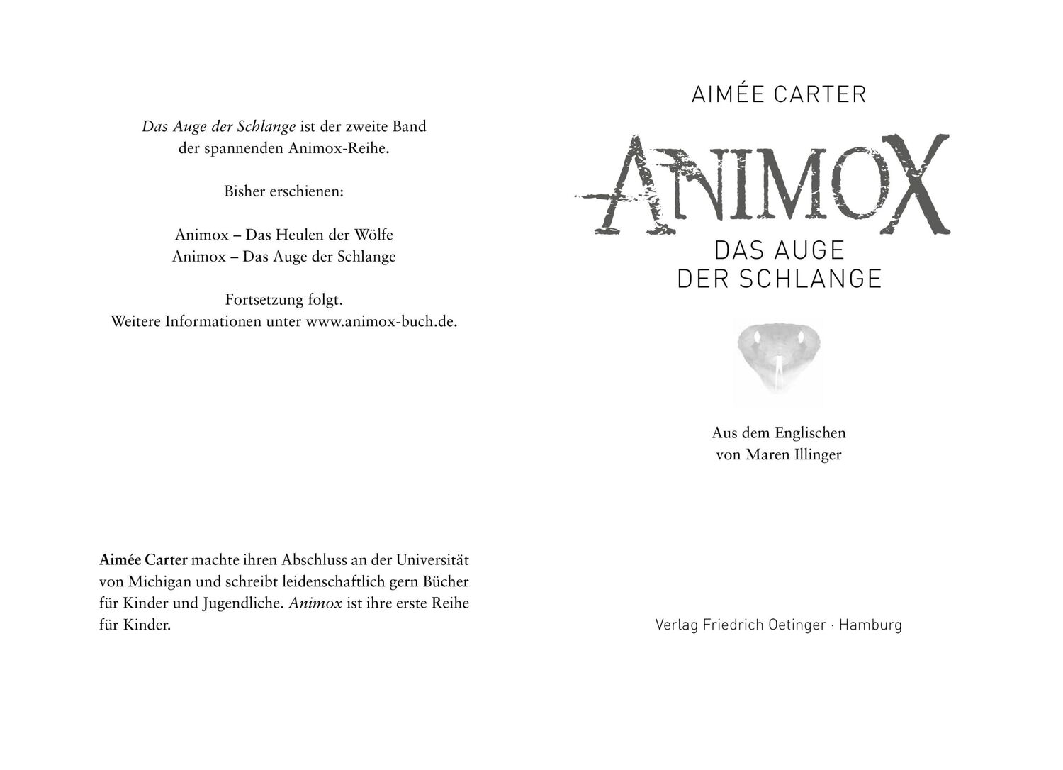 Bild: 9783789146244 | Animox 02. Das Auge der Schlange | Das Auge der Schlange | Carter