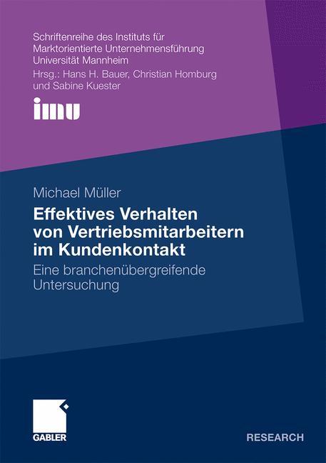 Cover: 9783834922069 | Effektives Verhalten von Vertriebsmitarbeitern im Kundenkontakt | Buch