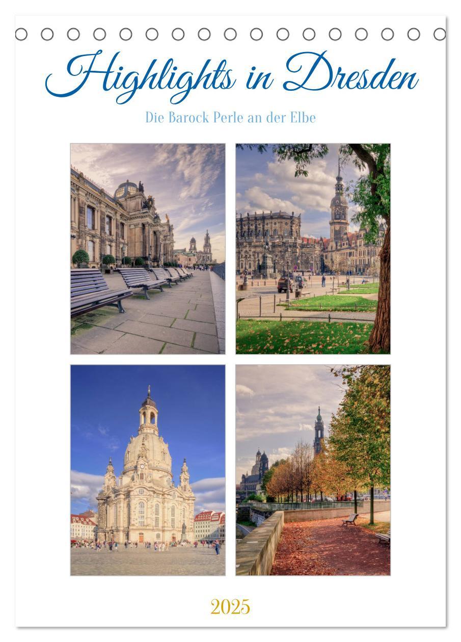 Cover: 9783435880447 | Highlights in Dresden (Tischkalender 2025 DIN A5 hoch), CALVENDO...