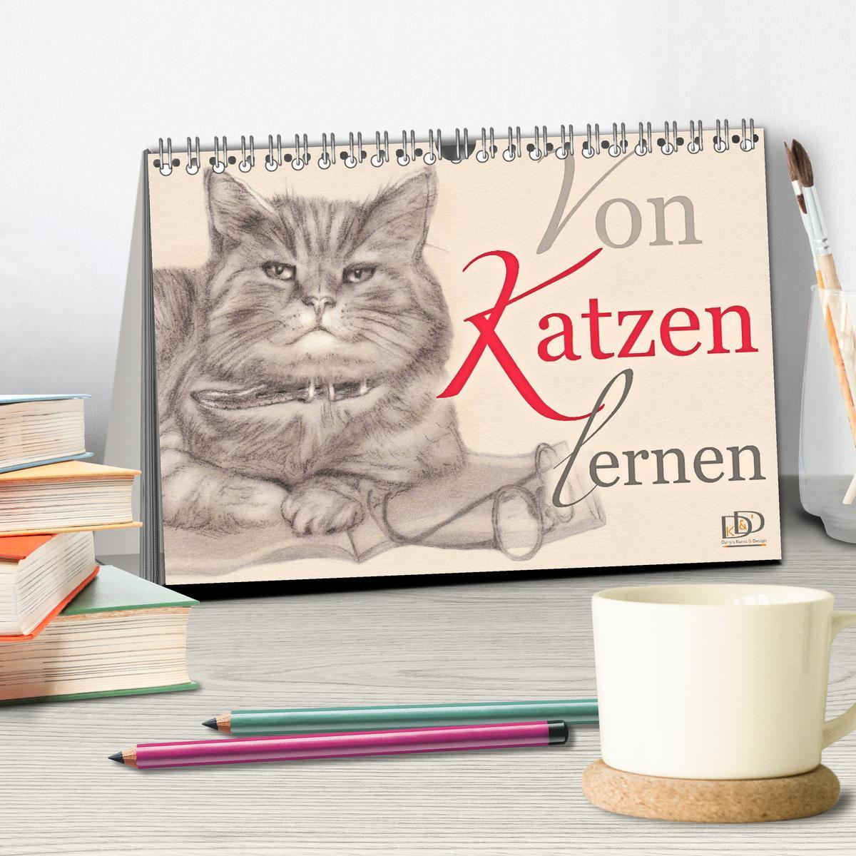 Bild: 9783435454396 | Von Katzen lernen (Tischkalender 2025 DIN A5 quer), CALVENDO...