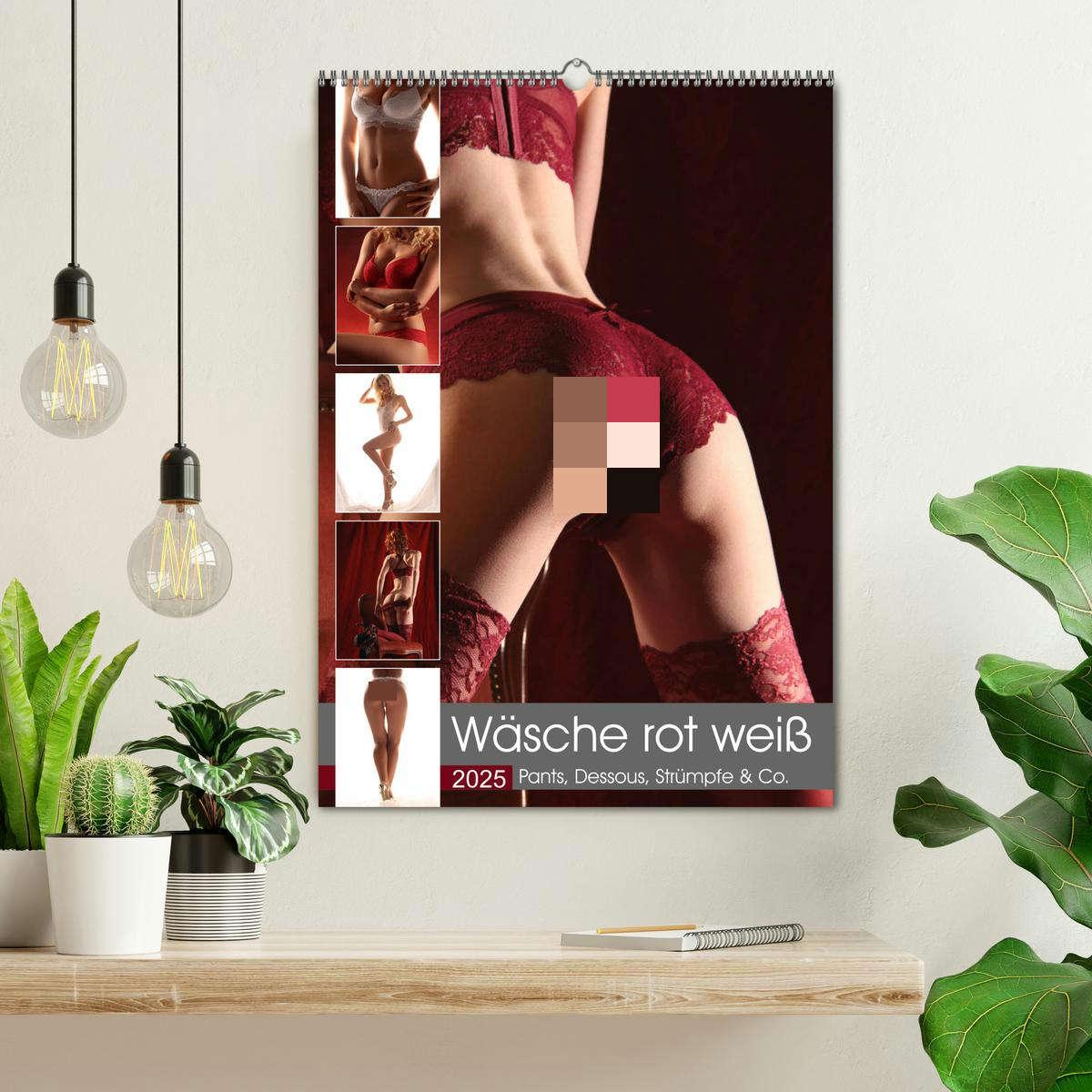 Bild: 9783435119943 | Wäsche rot weiß (Wandkalender 2025 DIN A2 hoch), CALVENDO...