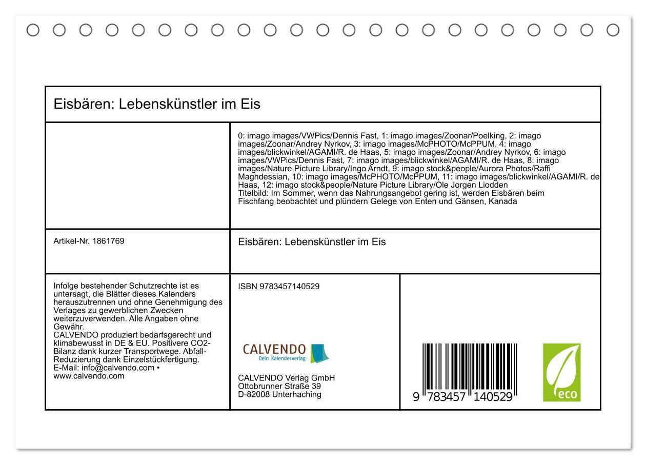 Bild: 9783457140529 | Eisbären: Lebenskünstler im Eis (Tischkalender 2025 DIN A5 quer),...