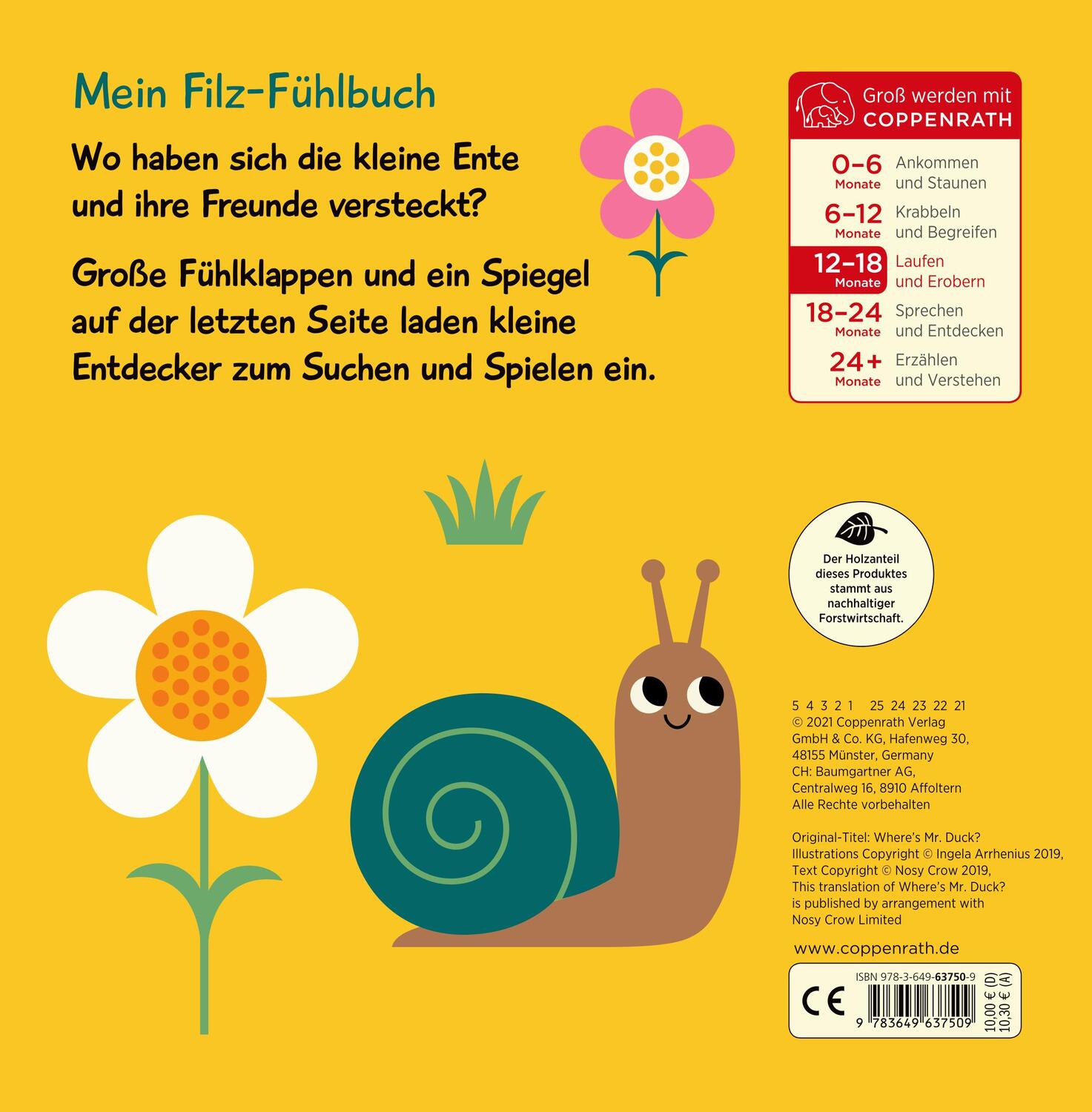 Rückseite: 9783649637509 | Mein Filz-Fühlbuch: Kuckuck, kleine Ente! | Ingela P. Arrhenius | Buch