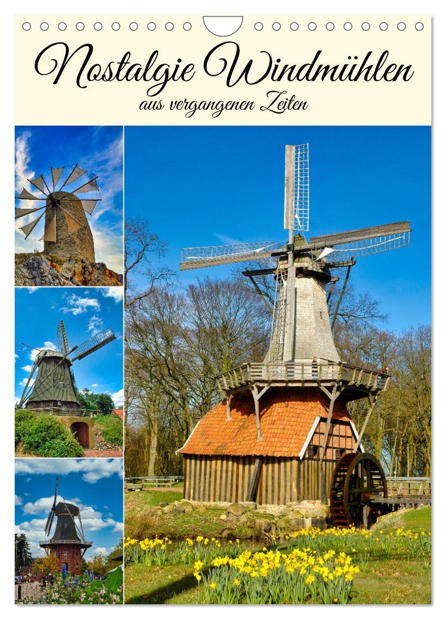 Cover: 9783435844104 | Nostalgie Windmühlen (Wandkalender 2025 DIN A4 hoch), CALVENDO...