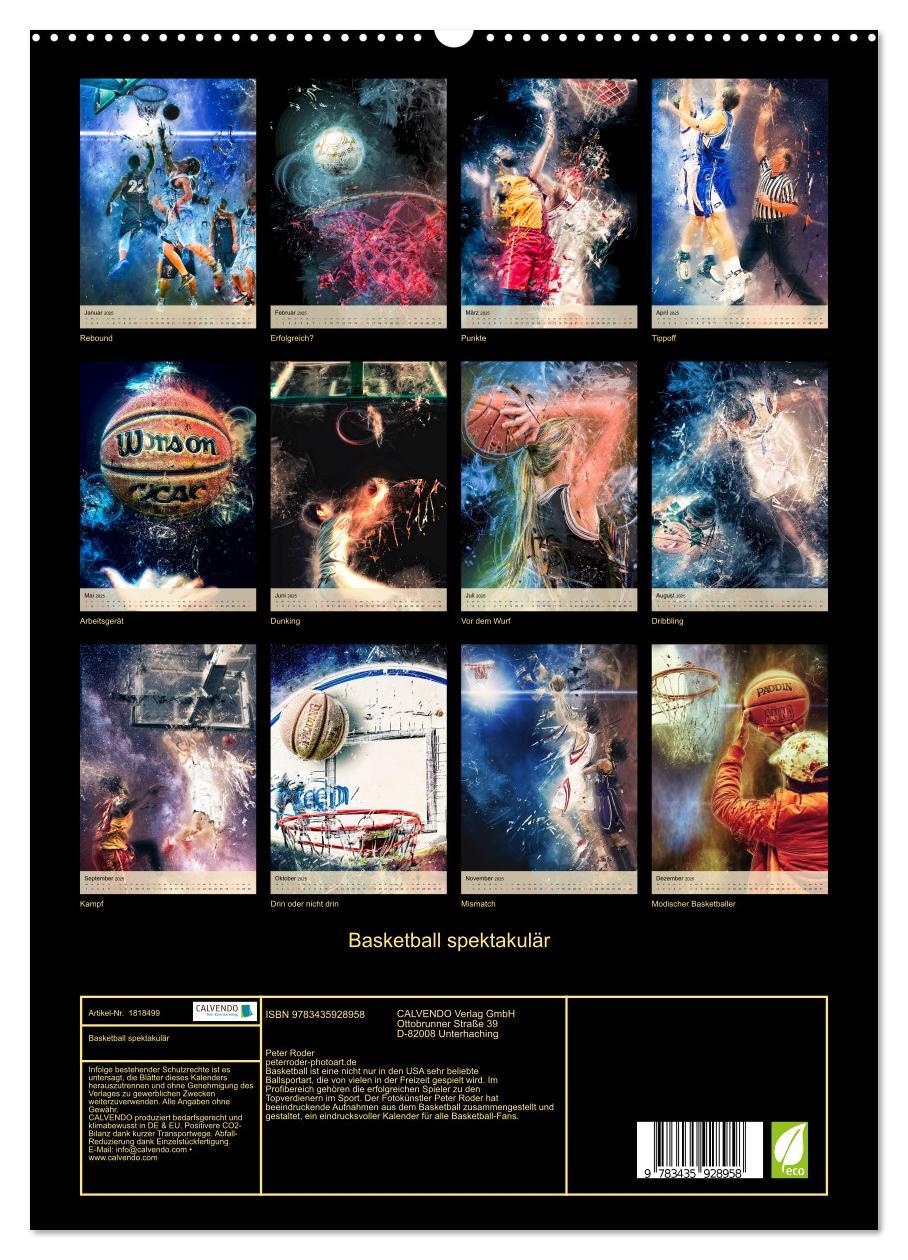 Bild: 9783435928958 | Basketball spektakulär (Wandkalender 2025 DIN A2 hoch), CALVENDO...