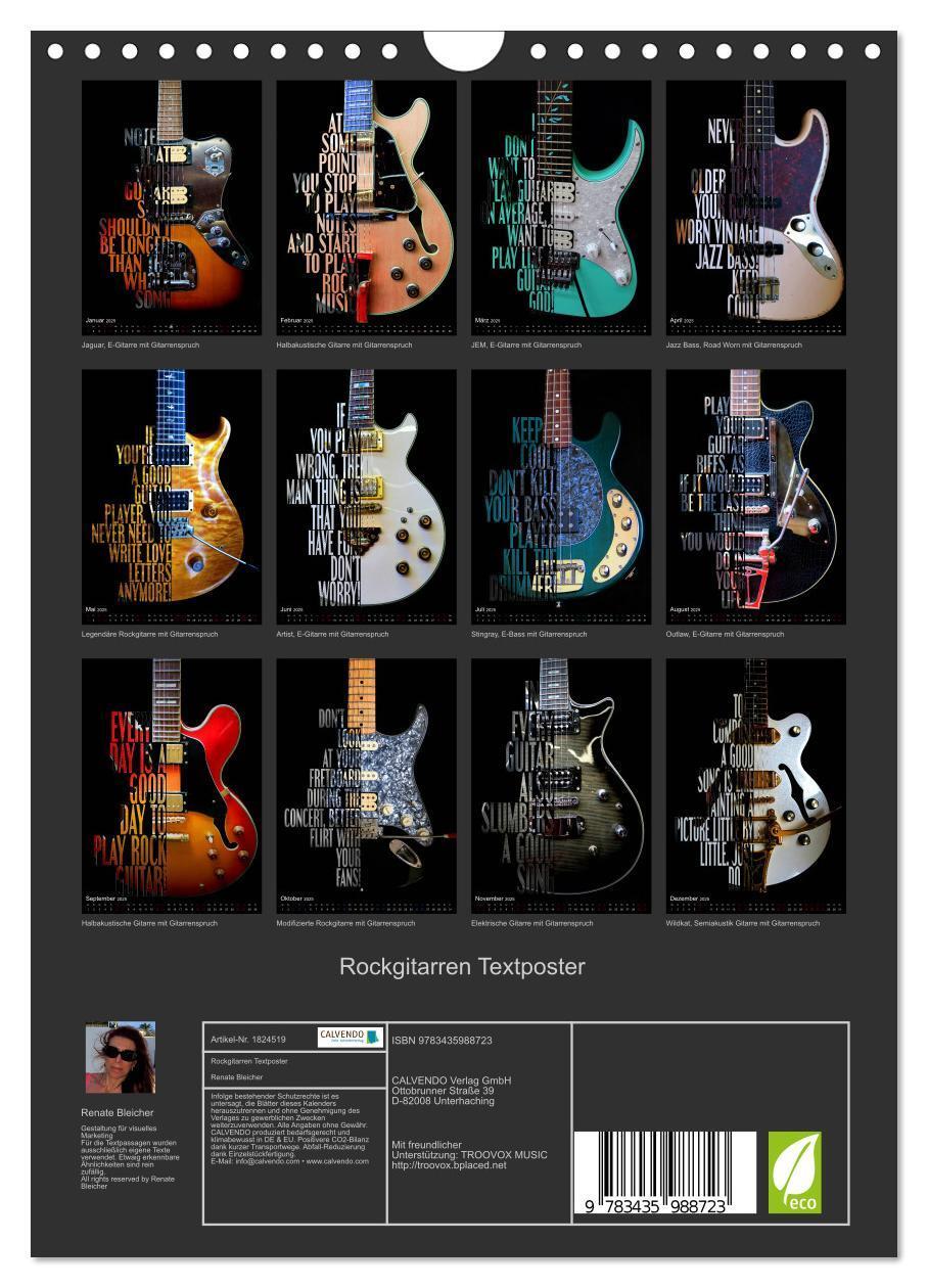 Bild: 9783435988723 | Rockgitarren Textposter (Wandkalender 2025 DIN A4 hoch), CALVENDO...