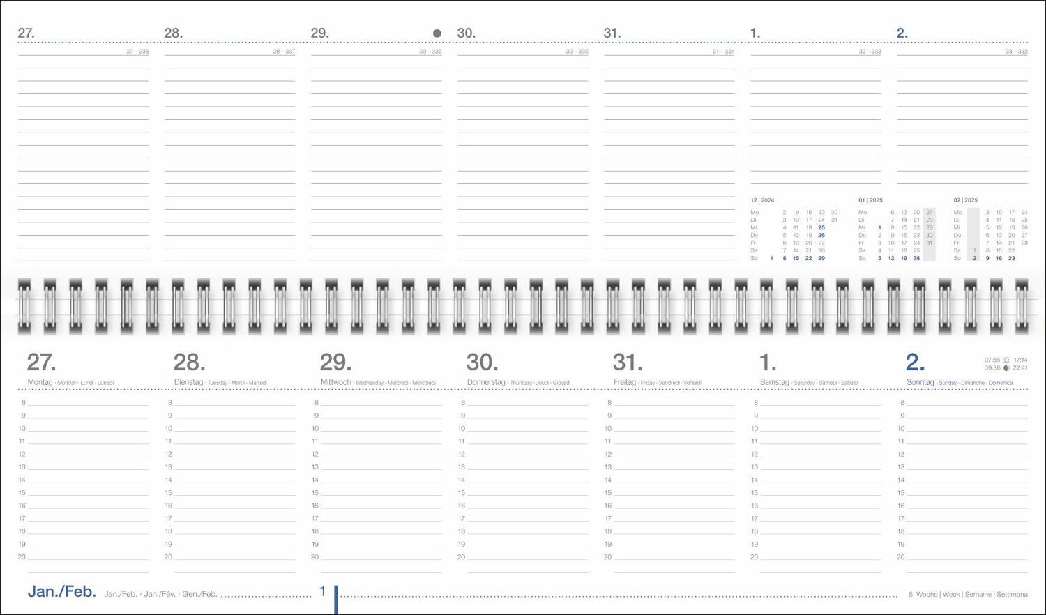 Bild: 9783756406500 | Wochenquerplaner, blau 2025 | Heye | Kalender | Bürokalender Heye