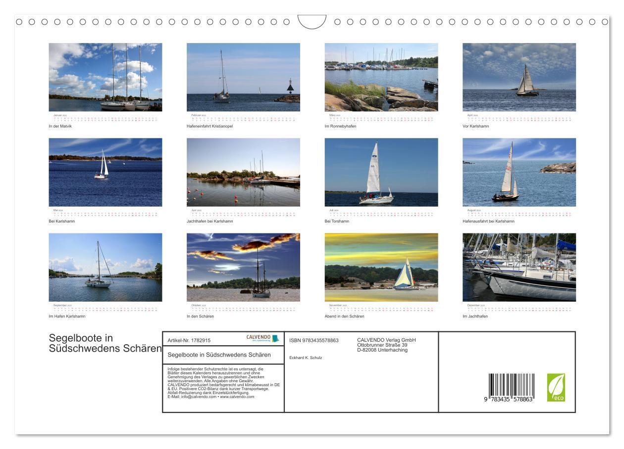 Bild: 9783435578863 | Segelboote in Südschwedens Schären (Wandkalender 2025 DIN A3 quer),...