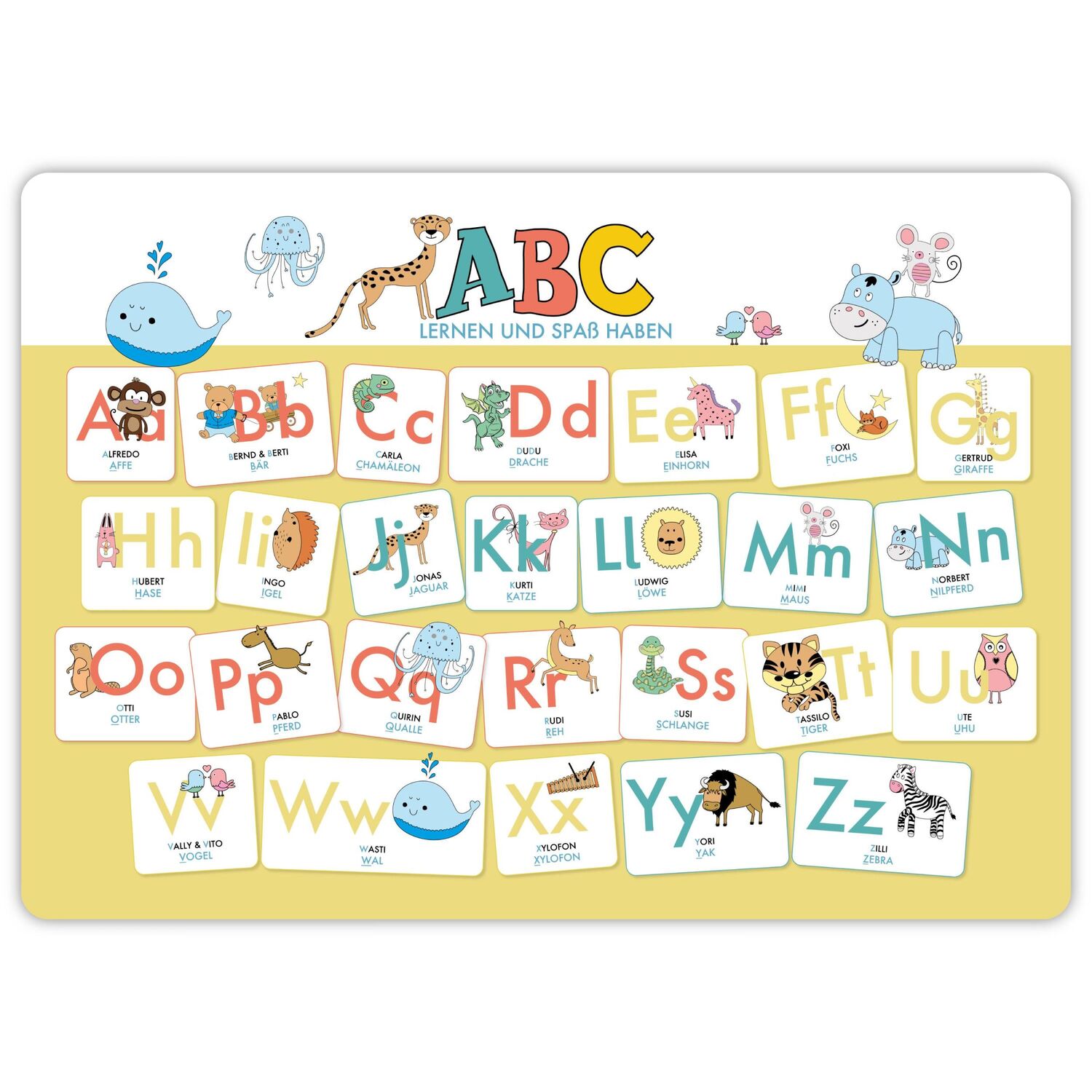 Cover: 9783961117147 | Hochwertiges ABC-Mini-Lernposter der Tiere (32,4 x 45,8 cm):...