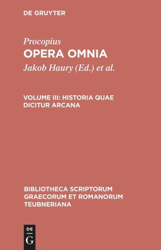 Cover: 9783598717369 | Historia quae dicitur arcana | Procopius | Buch | ISSN | XXXIII | 2001