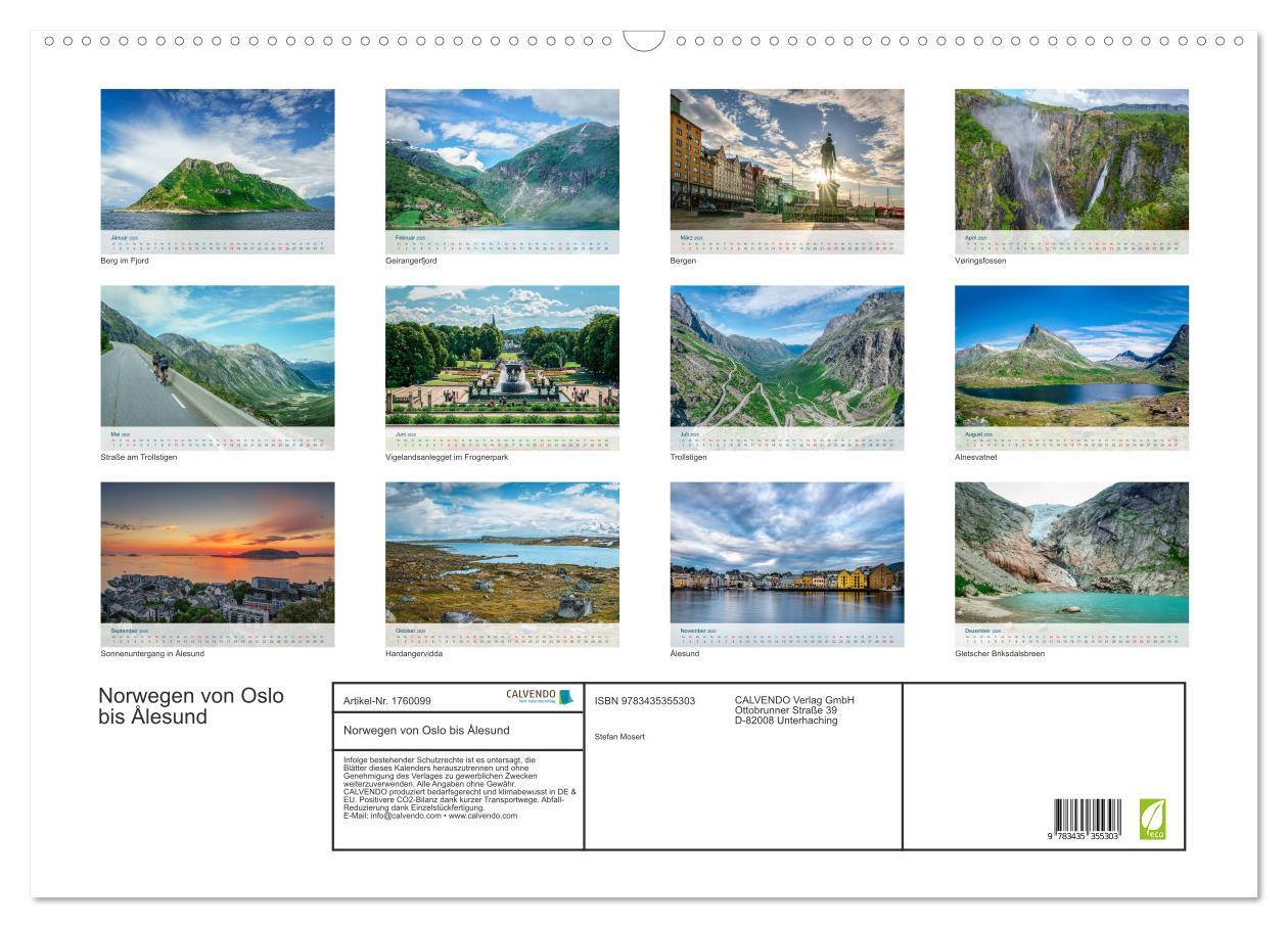 Bild: 9783435355303 | Norwegen von Oslo bis Ålesund (Wandkalender 2025 DIN A2 quer),...