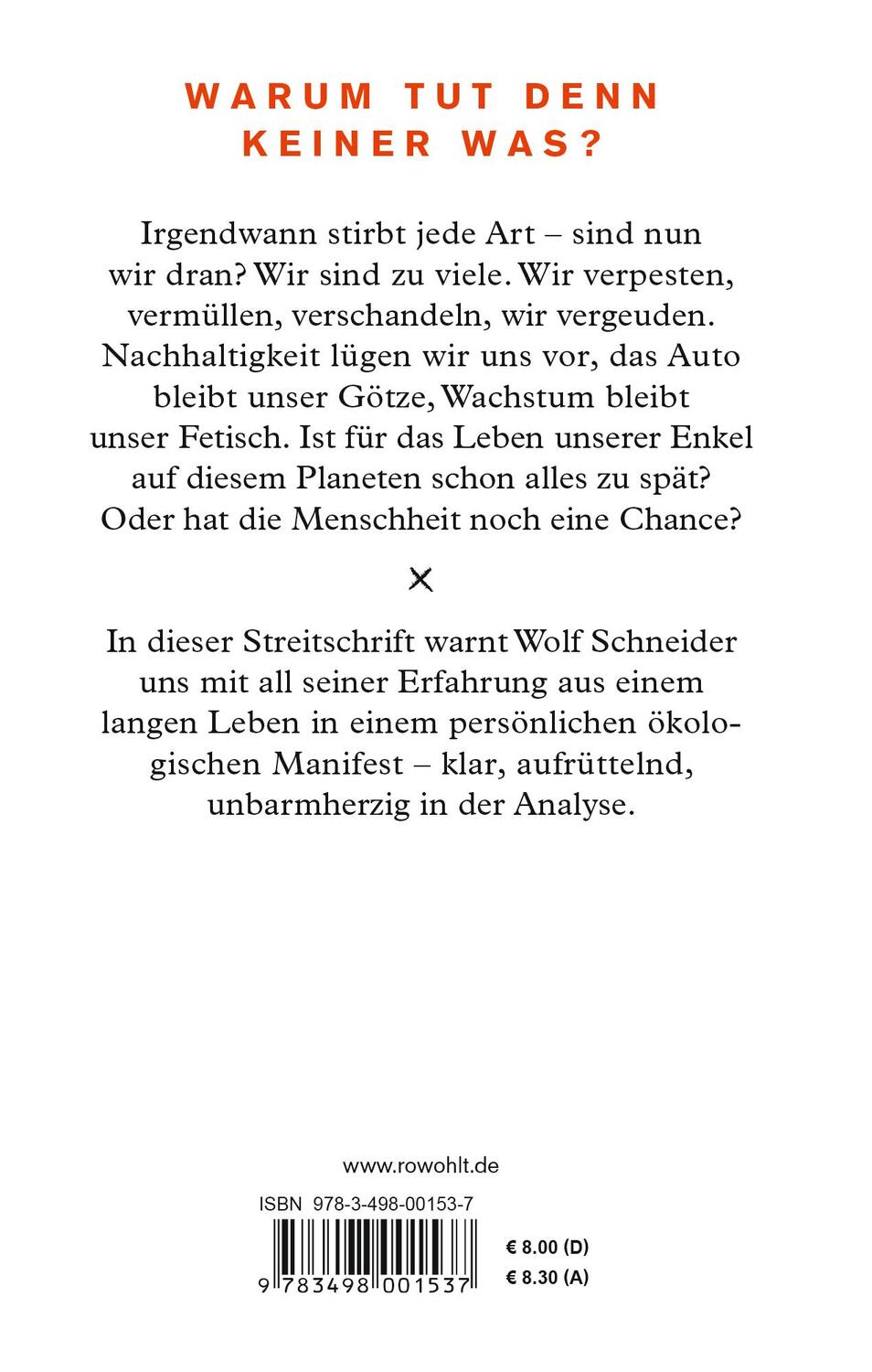 Rückseite: 9783498001537 | Denkt endlich an die Enkel! | Wolf Schneider | Buch | Deutsch | 2019