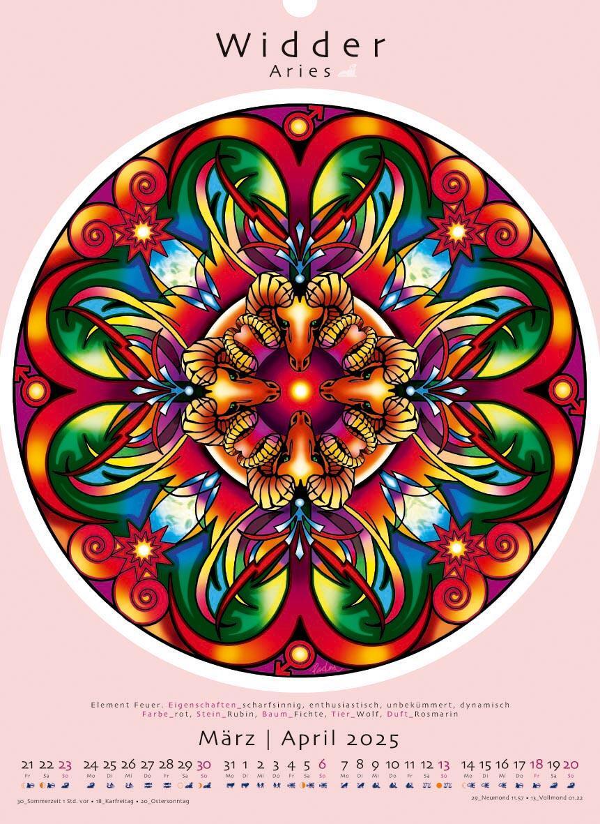 Bild: 9783948276331 | Sternzeichen-Mandalas. Kalender 2025 | Deva Padma | Kalender | 14 S.