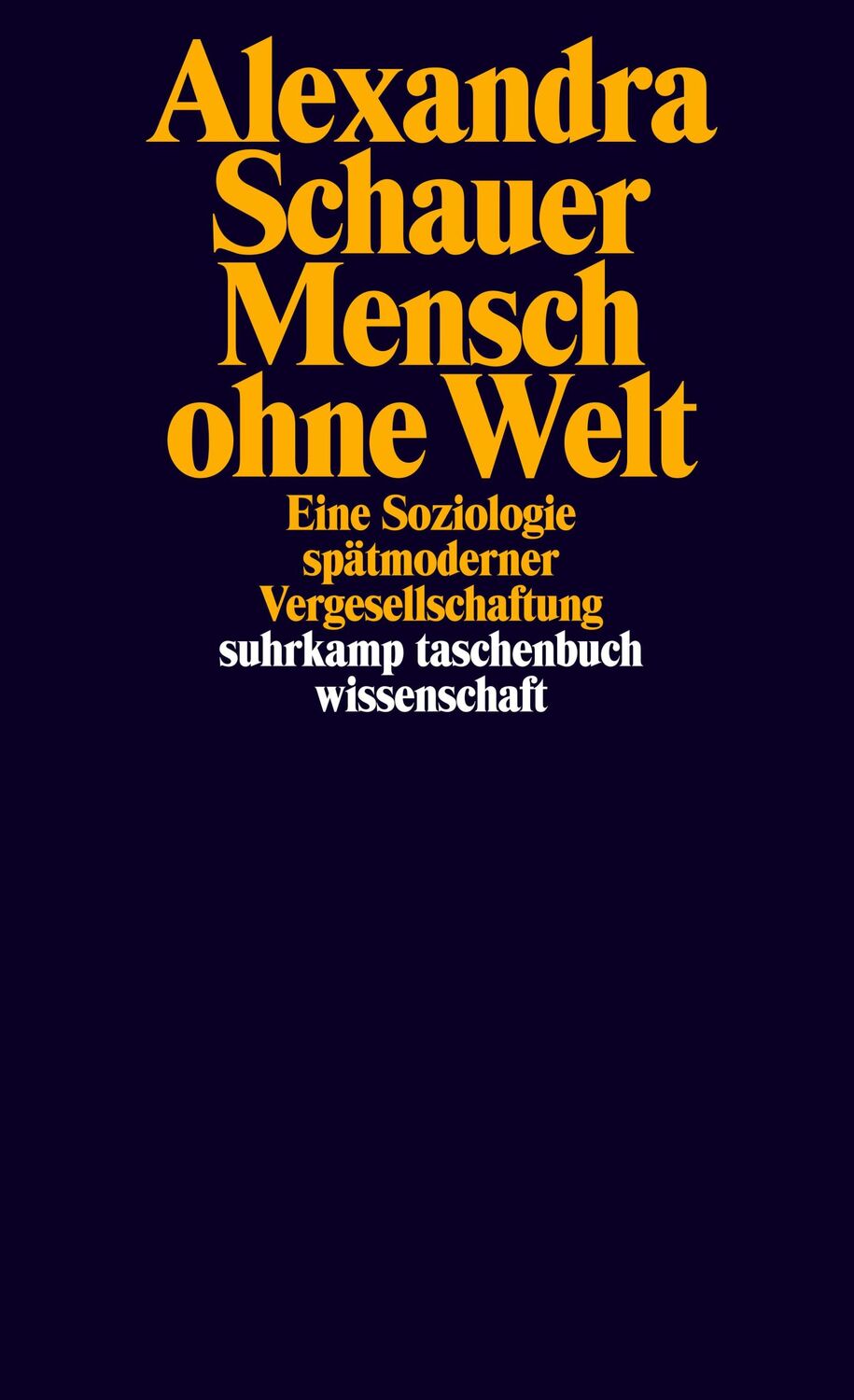 Cover: 9783518299739 | Mensch ohne Welt | Eine Soziologie spätmoderner Vergesellschaftung