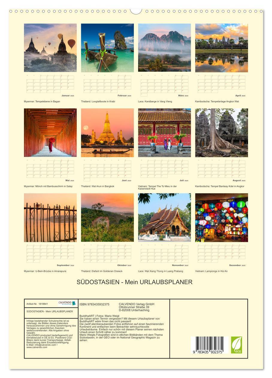 Bild: 9783435932375 | SÜDOSTASIEN - Mein URLAUBSPLANER (hochwertiger Premium Wandkalender...