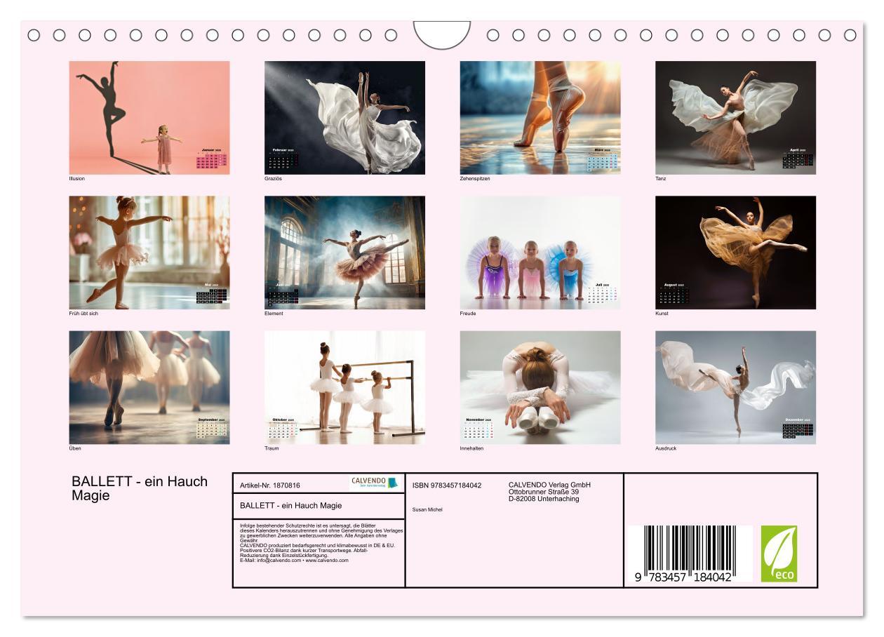 Bild: 9783457184042 | BALLETT - ein Hauch Magie (Wandkalender 2025 DIN A4 quer), CALVENDO...