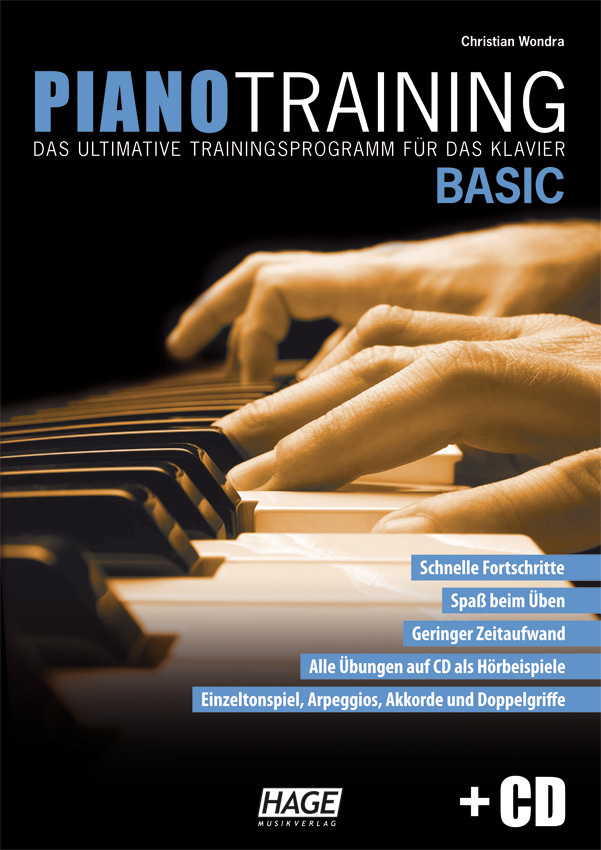 Cover: 4026929916341 | Piano Training Basic | Christian Wondra | Buch + CD | Hage Musikverlag