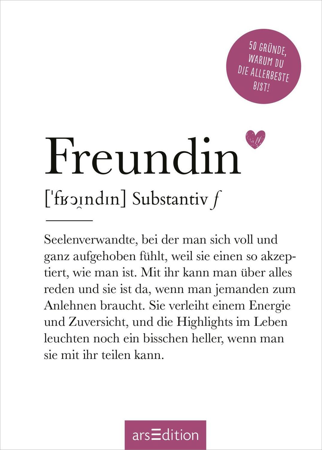 Bild: 9783845860190 | Freundin (Substantiv, f) | 50 Gründe, warum du die Allerbeste bist!