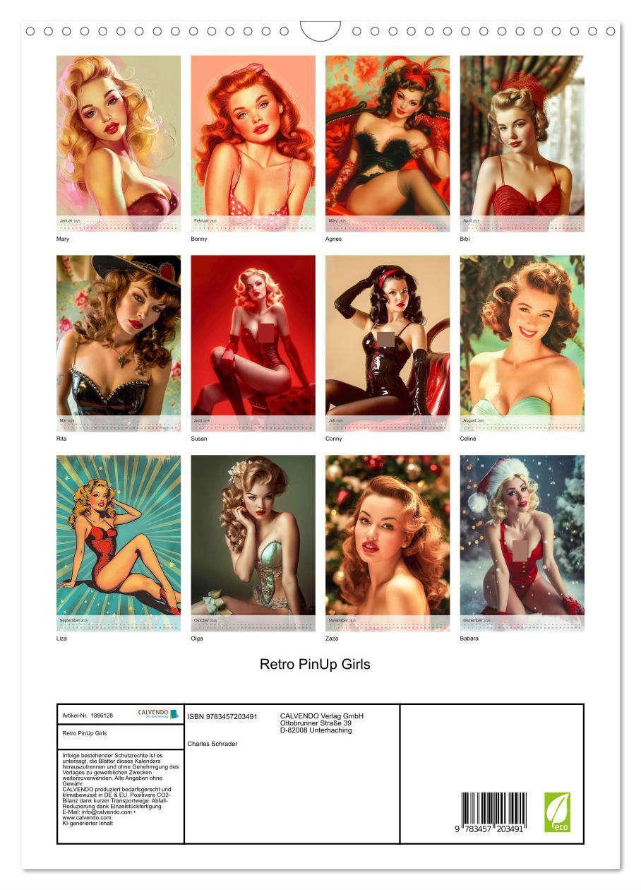 Bild: 9783457203491 | Retro PinUp Girls (Wandkalender 2025 DIN A3 hoch), CALVENDO...