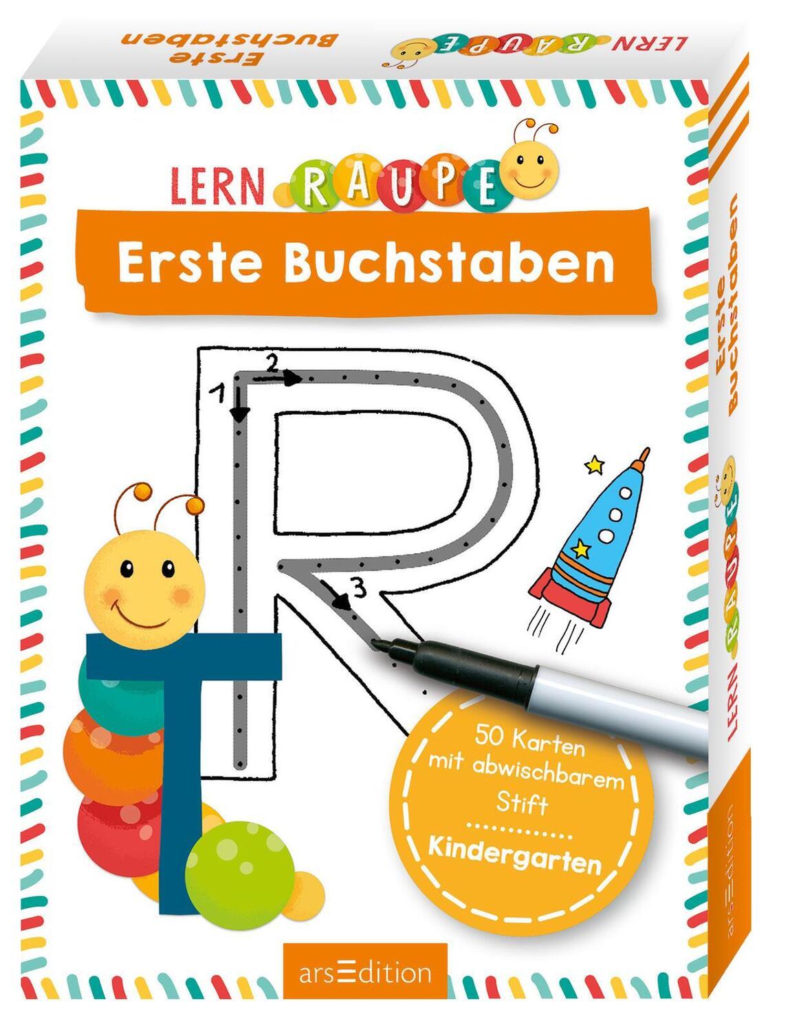 Cover: 9783845834849 | Lernraupe - Erste Buchstaben | 50 Karten mit abwischbarem Stift | Buch