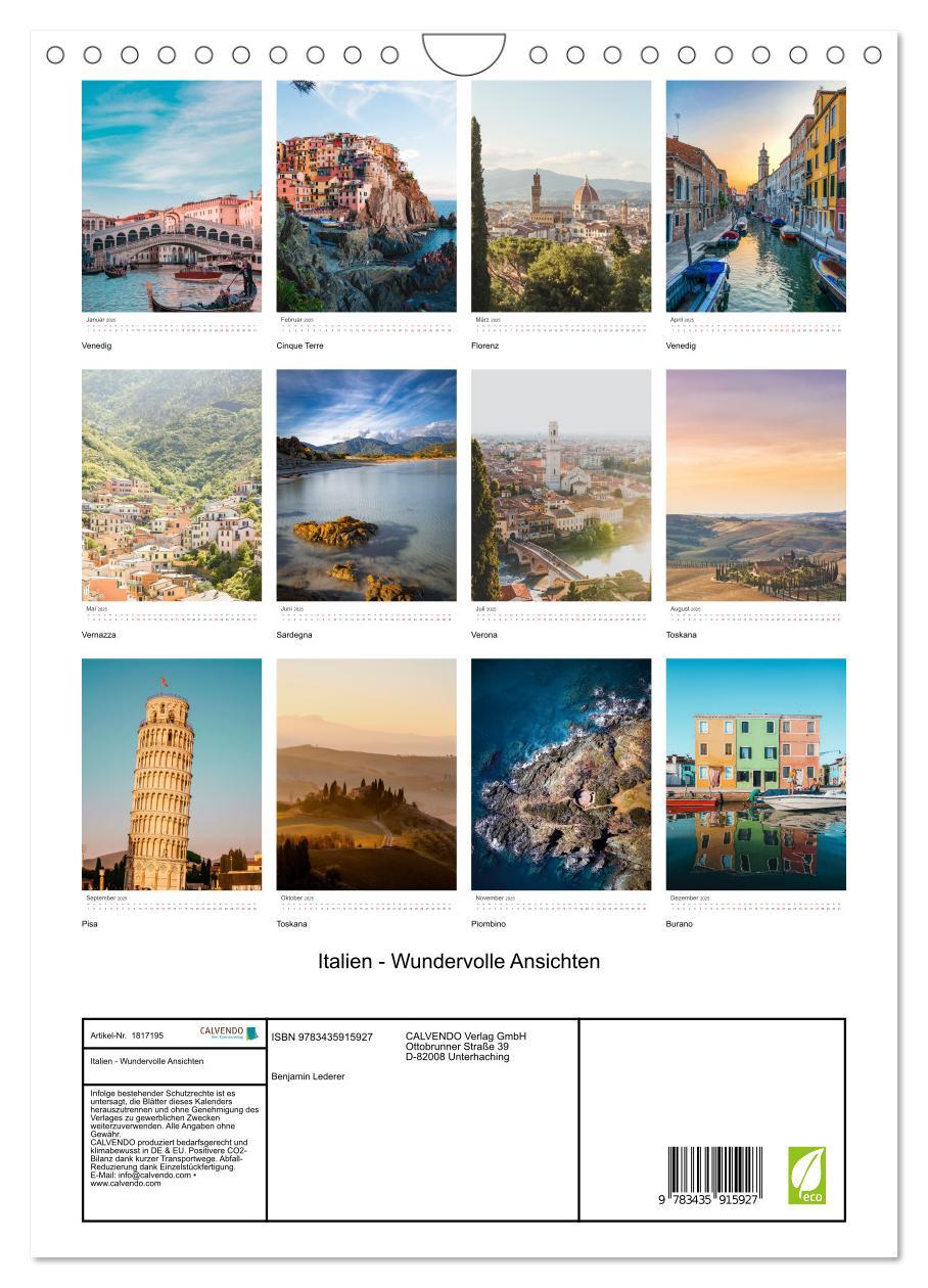 Bild: 9783435915927 | Italien - Wundervolle Ansichten (Wandkalender 2025 DIN A4 hoch),...