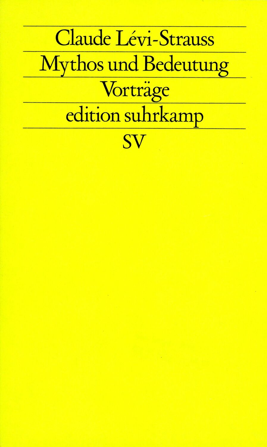 Cover: 9783518110270 | Mythos und Bedeutung | Claude Lévi-Strauss | Taschenbuch | 283 S.