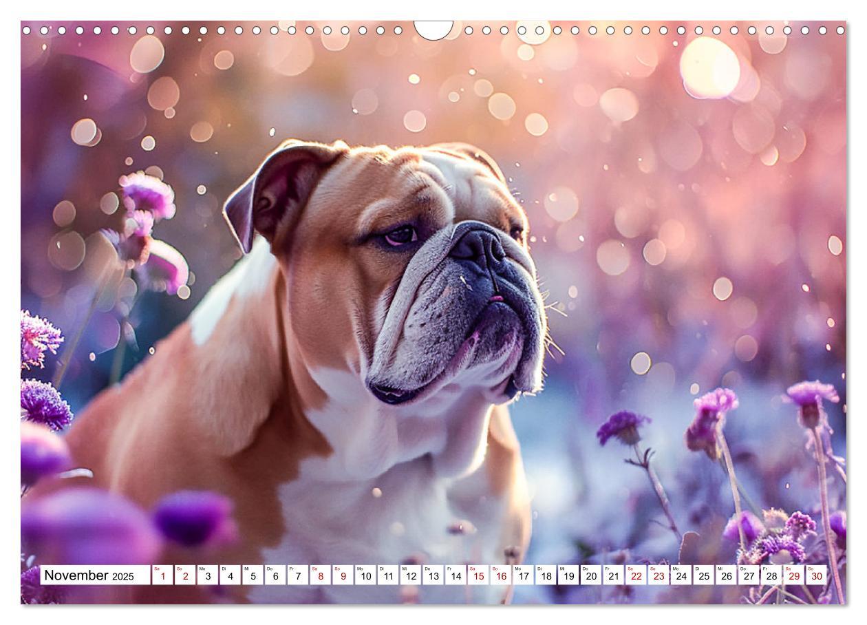 Bild: 9783383808067 | Englische Bulldoggen im Blütenmeer (Wandkalender 2025 DIN A3 quer),...