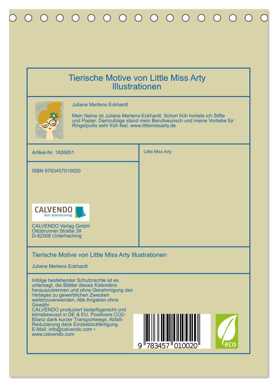 Bild: 9783457010020 | Tierische Motive von Little Miss Arty Illustrationen (Tischkalender...