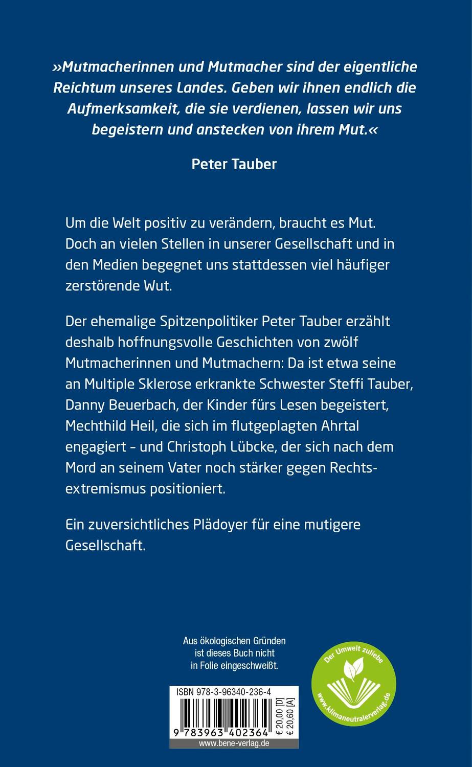 Rückseite: 9783963402364 | Mutmacher | Was uns endlich wieder nach vorne schauen lässt | Tauber