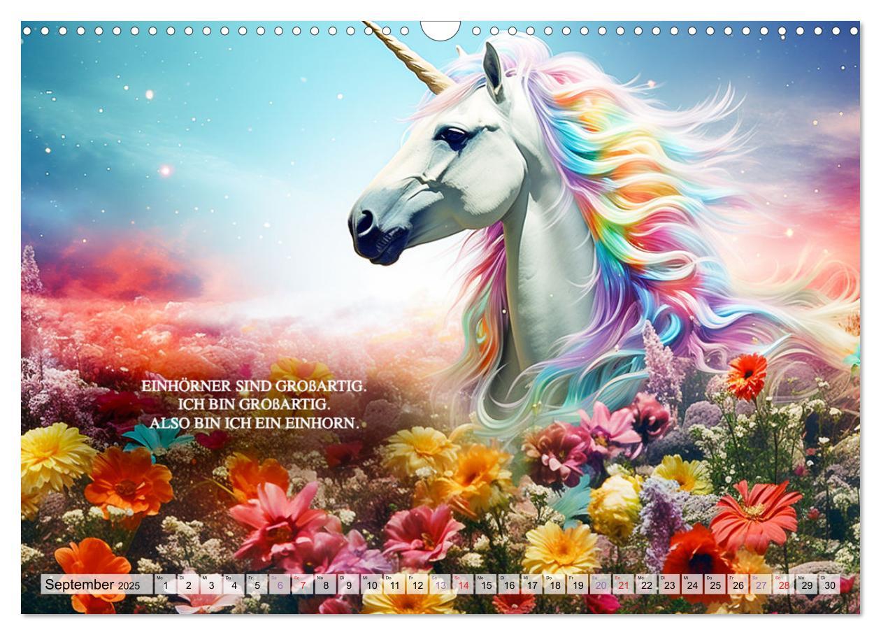 Bild: 9783383861956 | Einhorn und coole Sprüche (Wandkalender 2025 DIN A3 quer), CALVENDO...