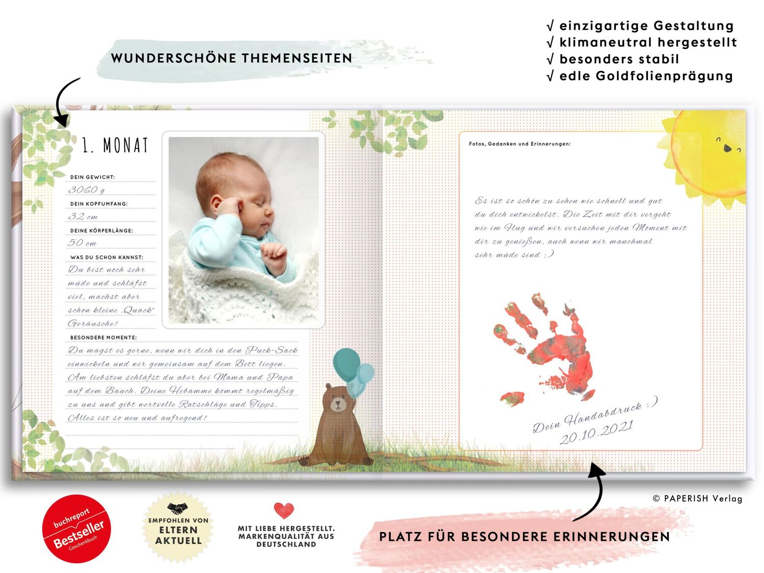 Bild: 9783968950037 | Babyalbum - UNSER ERSTES GEMEINSAMES JAHR (rosé) | Pia Loewe | Buch