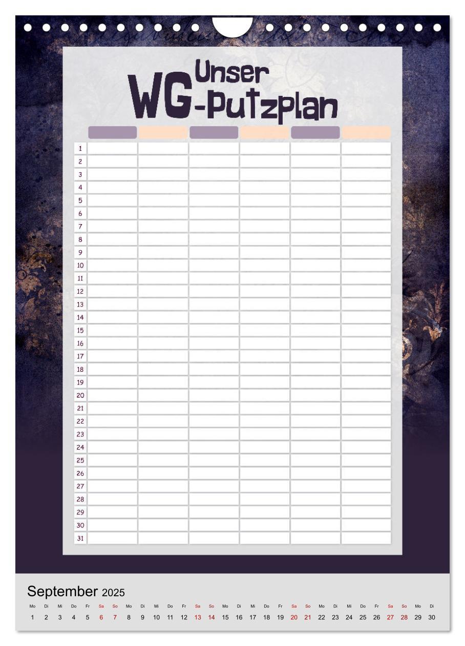 Bild: 9783435891931 | Gothic WG-Putzplan &amp; Kalender 2025 (Wandkalender 2025 DIN A4 hoch),...