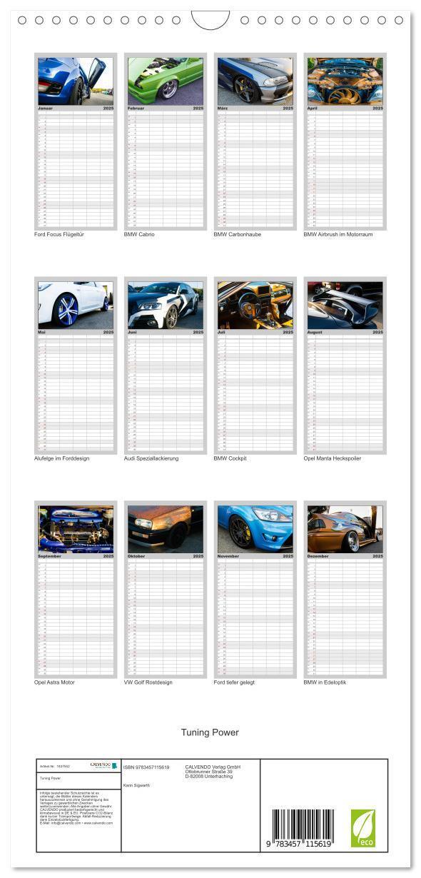 Bild: 9783457115619 | Familienplaner 2025 - Tuning Power mit 5 Spalten (Wandkalender, 21...