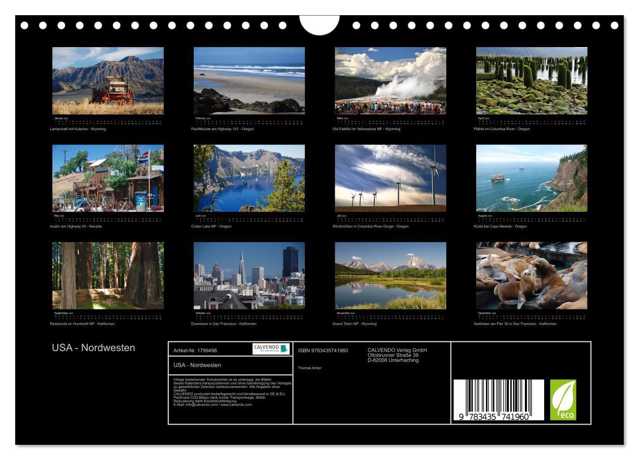 Bild: 9783435741960 | USA - Nordwesten (Wandkalender 2025 DIN A4 quer), CALVENDO...