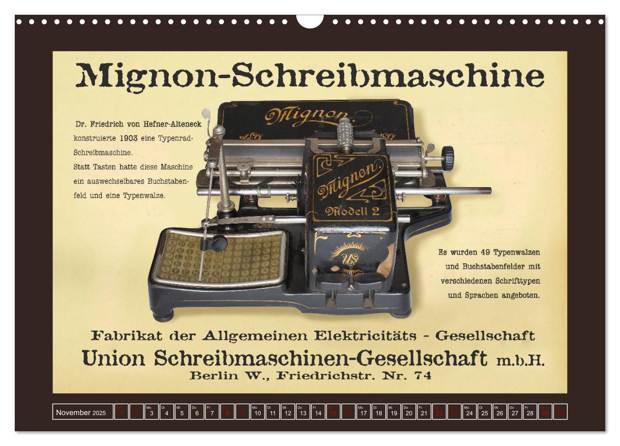 Bild: 9783435438570 | Schreibmaschinen um 1900 (Wandkalender 2025 DIN A3 quer), CALVENDO...