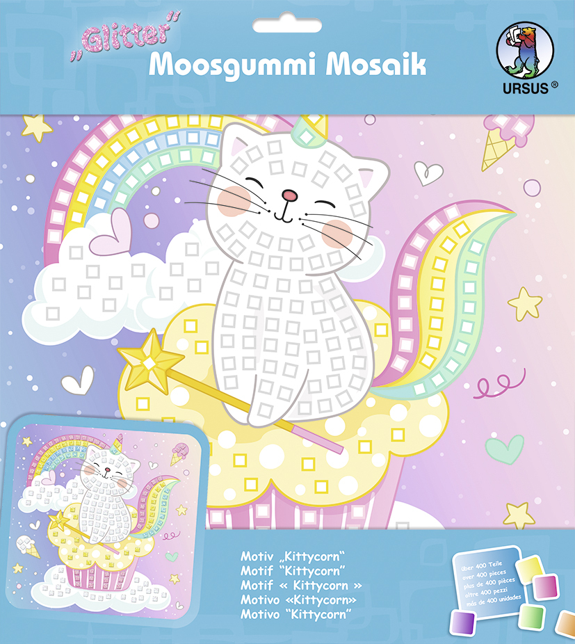 Cover: 4008525244608 | URSUS Moosgummi-Mosaik "Glitter - Kittycorn" | eingeschweißt | Deutsch