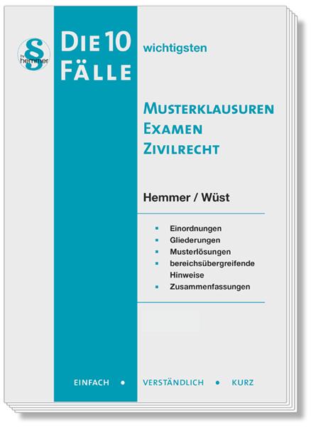 Cover: 9783968383279 | Die 10 wichtigsten Fälle Musterklausuren Examen Zivilrecht | Buch